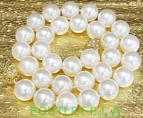 LARGE 14MM SHELL PEARLS NECKLACE-47cm